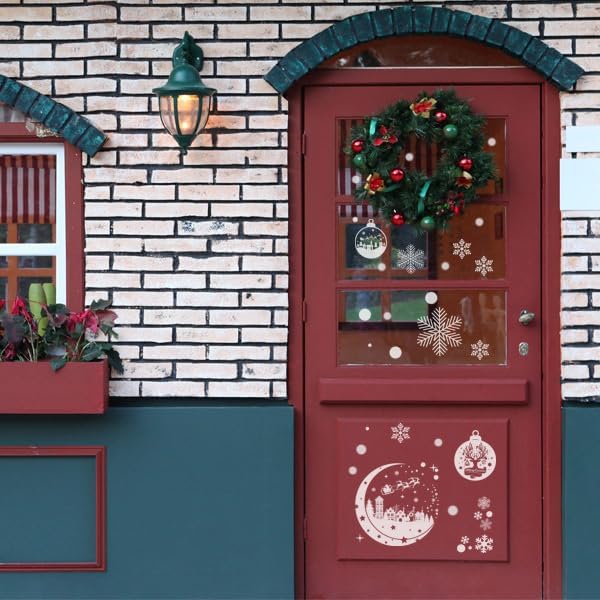 260 PCS Double-Sided Christmas Window Stickers – 9 Sheets Reusable White Static Xmas Window Clings for Home, Shop & Holiday Decorations