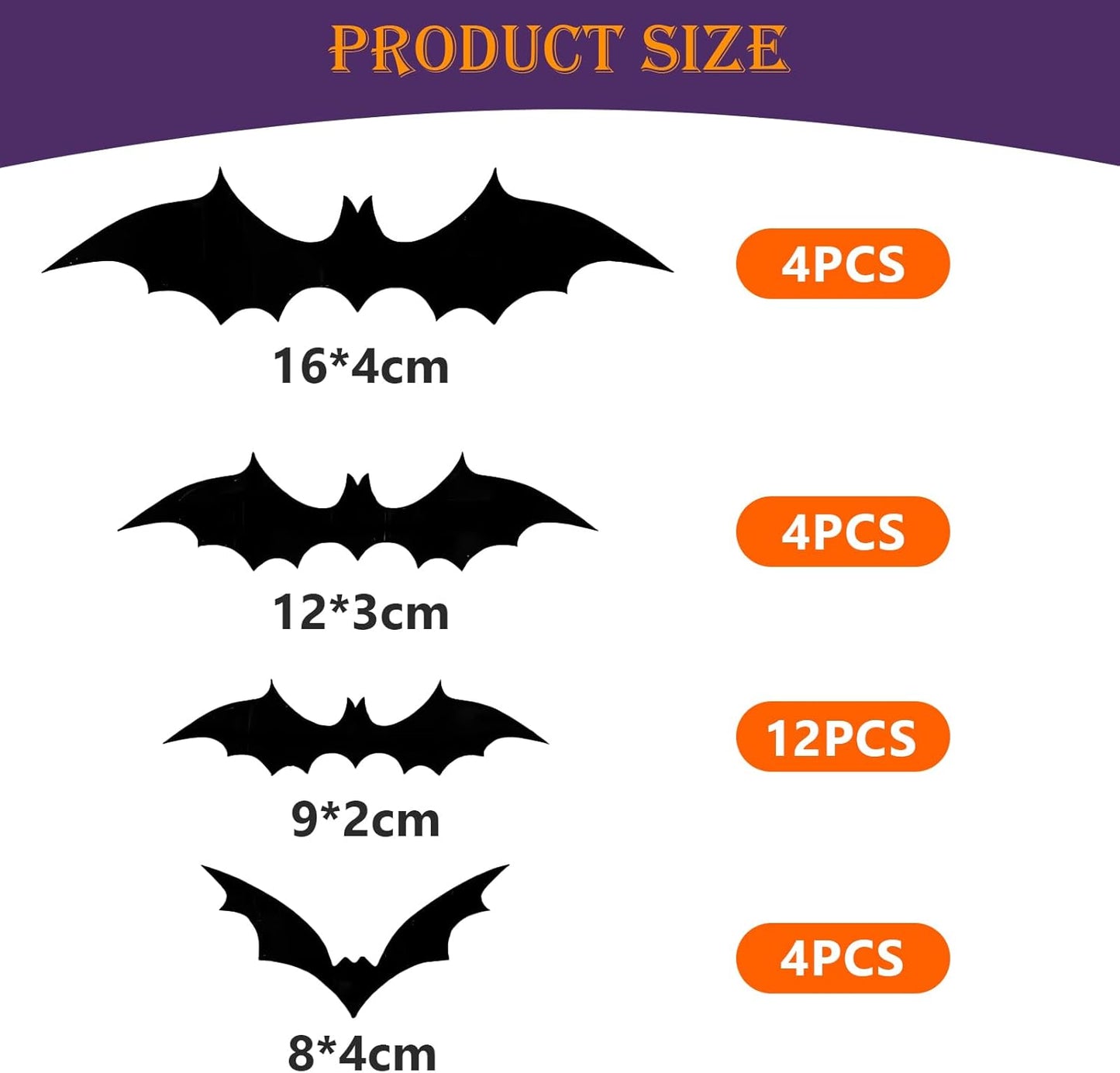 Halloween Bats Decorations 24PCS – 3D Stick On Wall Bats for Indoor & Outdoor Halloween Party, Home & Window Decorations