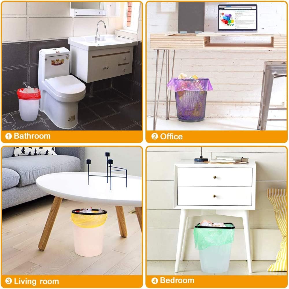 5L Small Bin Bags – Degradable Leakproof Mini Trash Liners, 100 Pack, Mixed Colours (45×50cm)