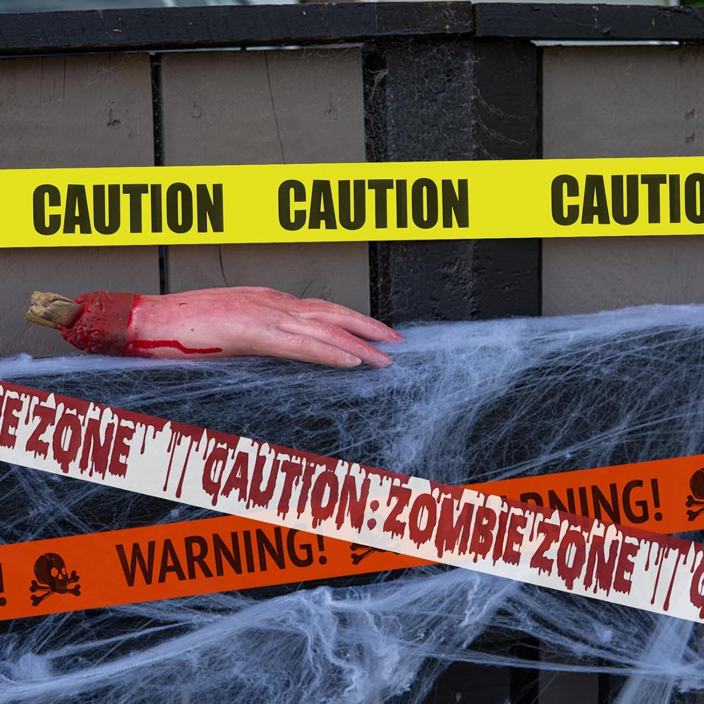 30M Halloween Caution Tape – Yellow Hazard Warning Fright Tape for Haunted House, Zombie Party & Outdoor Halloween Decorations