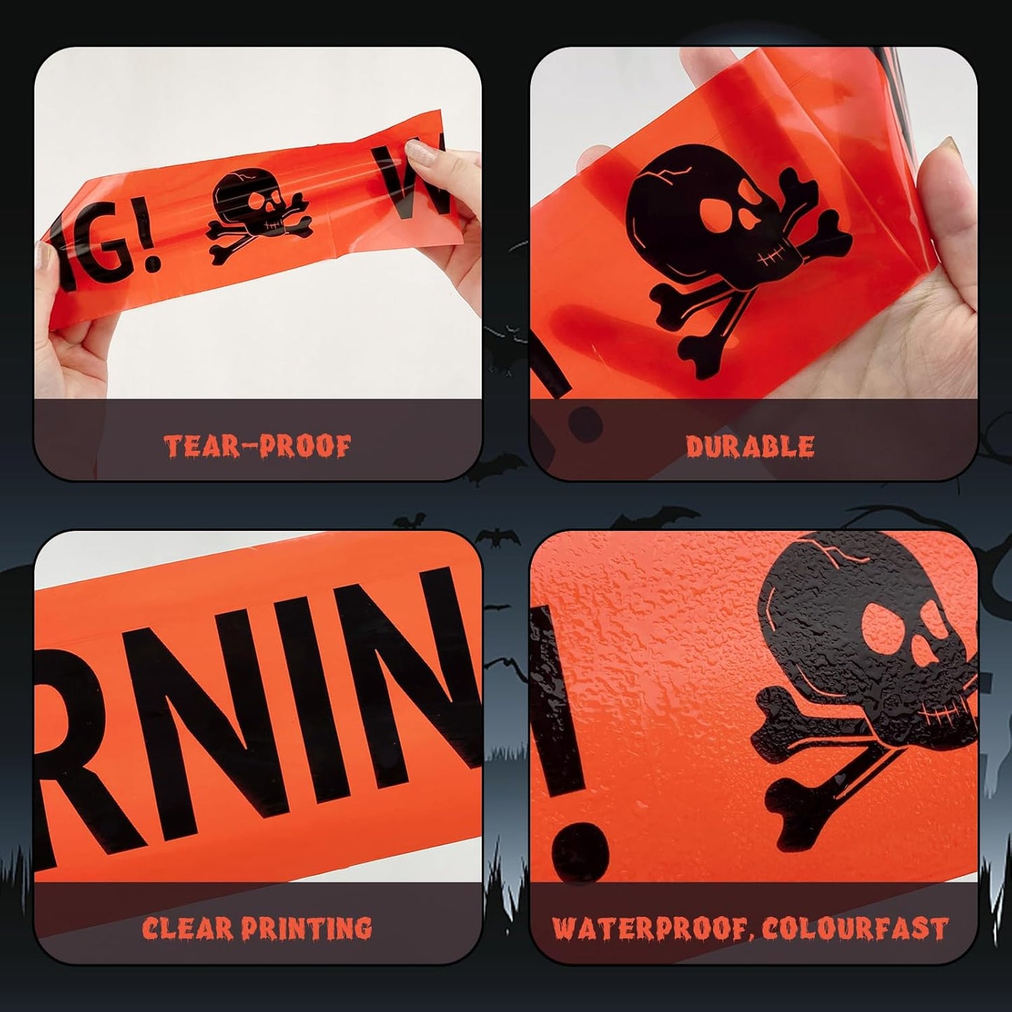 30M Halloween Caution Tape – Yellow Hazard Warning Fright Tape for Haunted House, Zombie Party & Outdoor Halloween Decorations