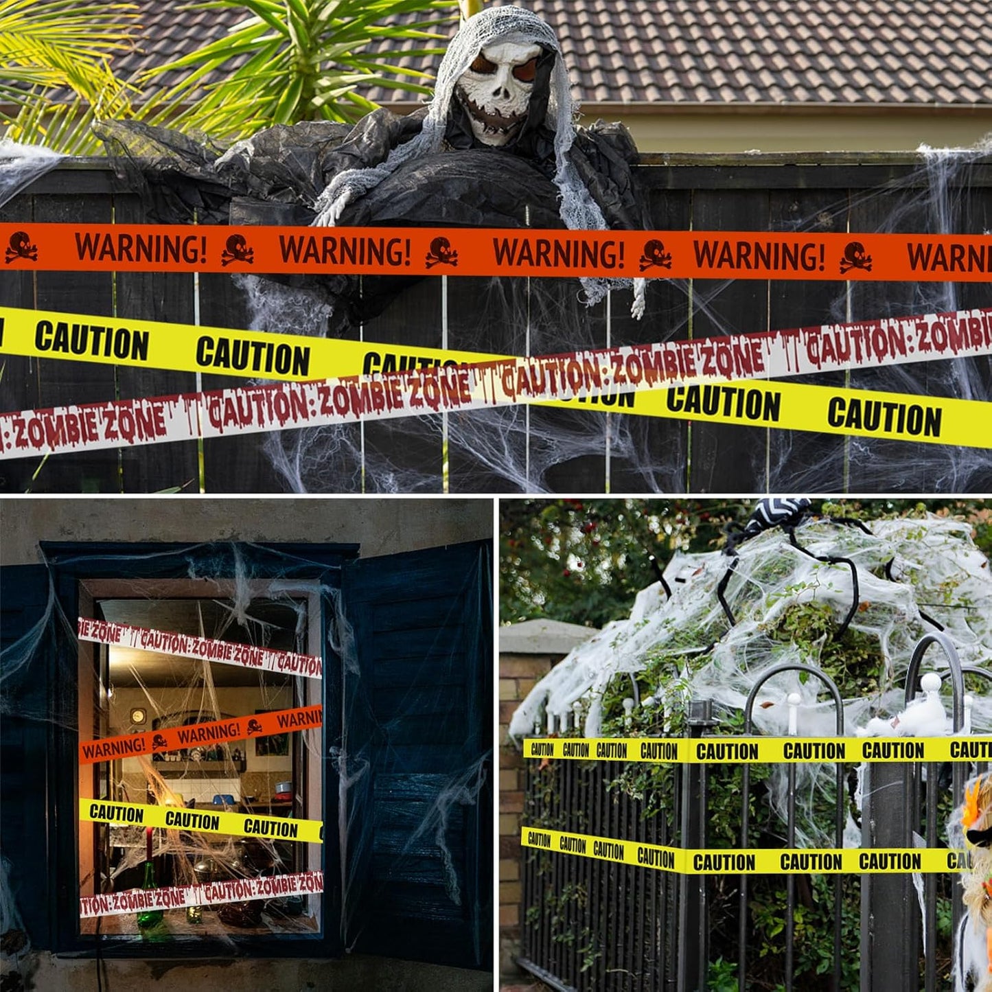 30M Halloween Caution Tape – Yellow Hazard Warning Fright Tape for Haunted House, Zombie Party & Outdoor Halloween Decorations