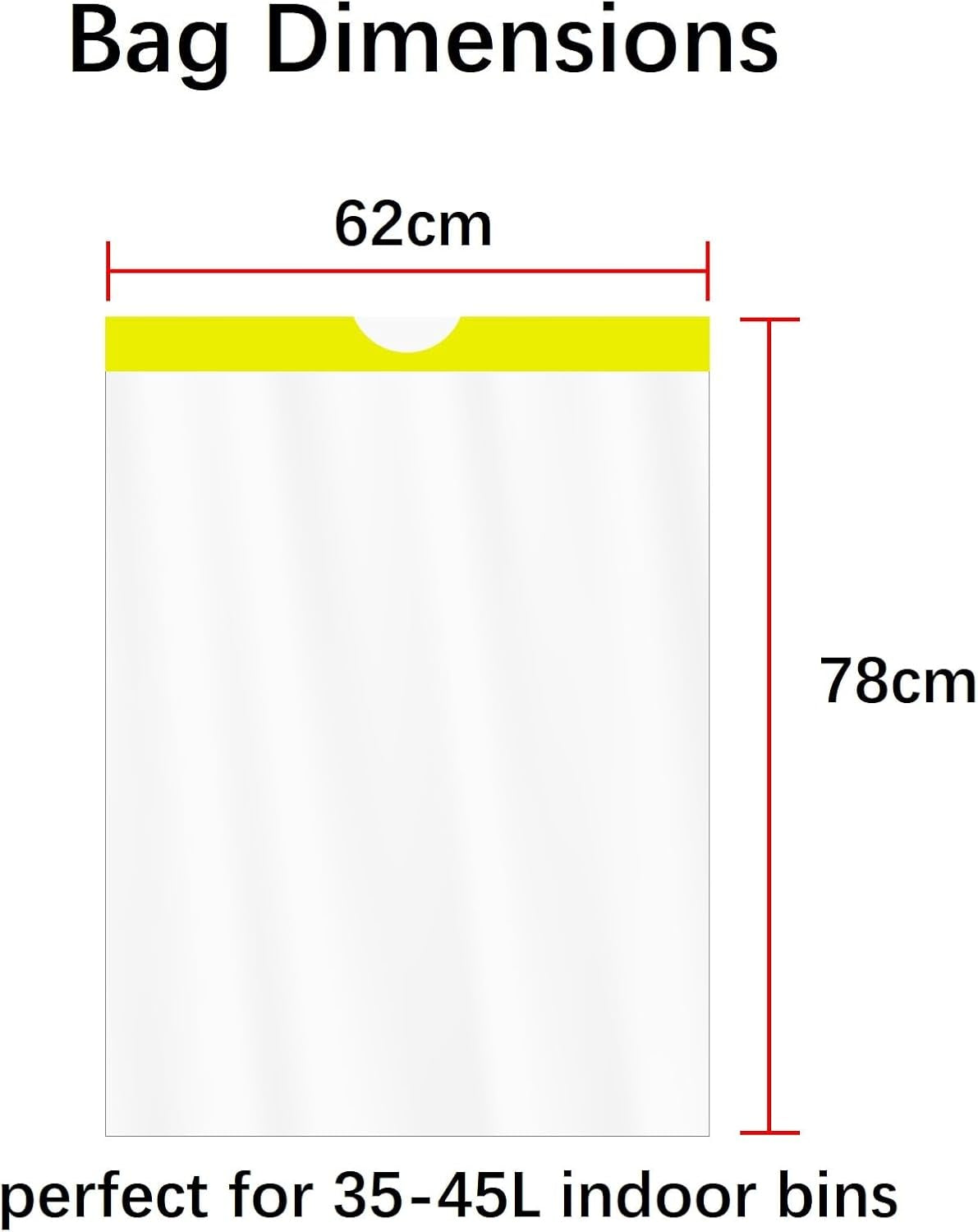 50L Drawstring Bin Bags – Strong HDPE Tie Handle Waste Liners, 20 Pack (62×78cm)