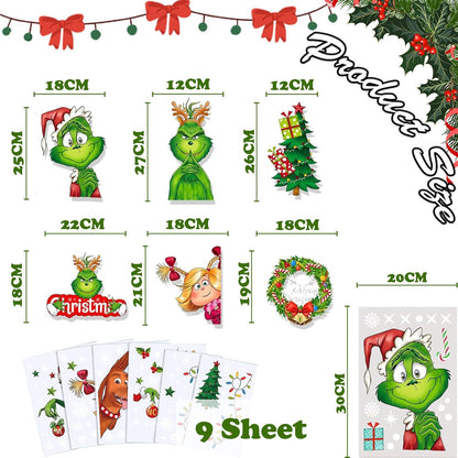 9 Sheets Reusable Christmas Window Stickers – Snowflake & Xmas Tree Window Decals for Glass, Home, Shop & Holiday Party Decorations