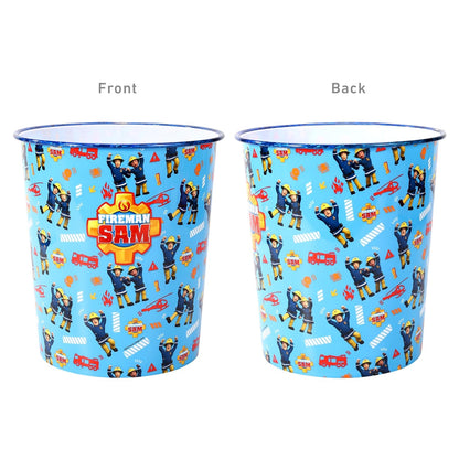 Kids Waste Paper Bin 7L – Fireman Sam Design Plastic Trash Can for Bedroom, Study Desk & Playroom, Lightweight Open Top Dustbin