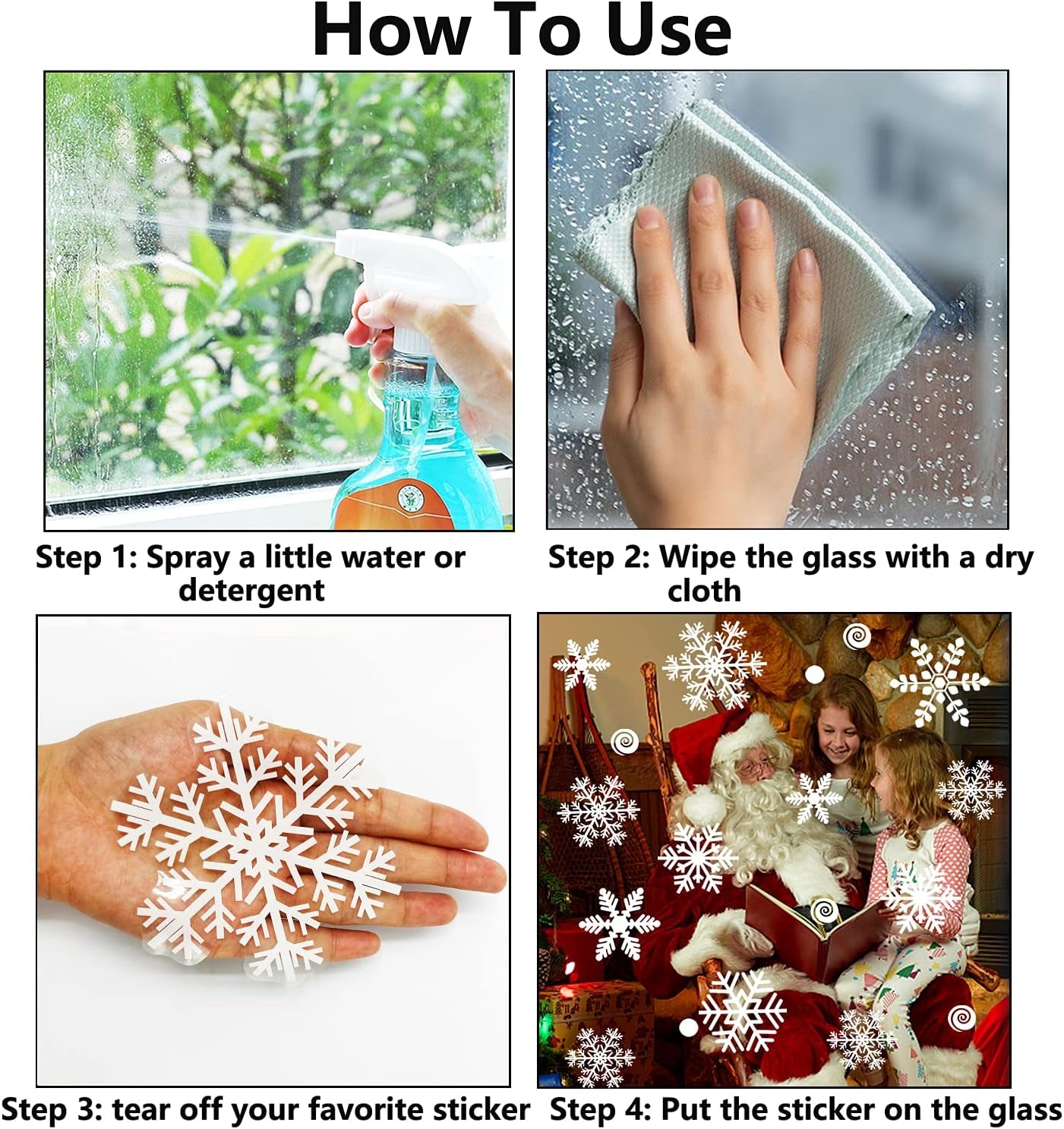 262 PCS Reusable Christmas Window Stickers – Removable Static Snowflake Window Clings, White PVC Xmas Decorations for Home, Shop & Glass Windows