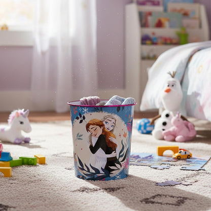Kids Waste Paper Bin 7L – Frozen Design Plastic Trash Can for Bedroom, Study Desk & Playroom, Lightweight Open Top Dustbin