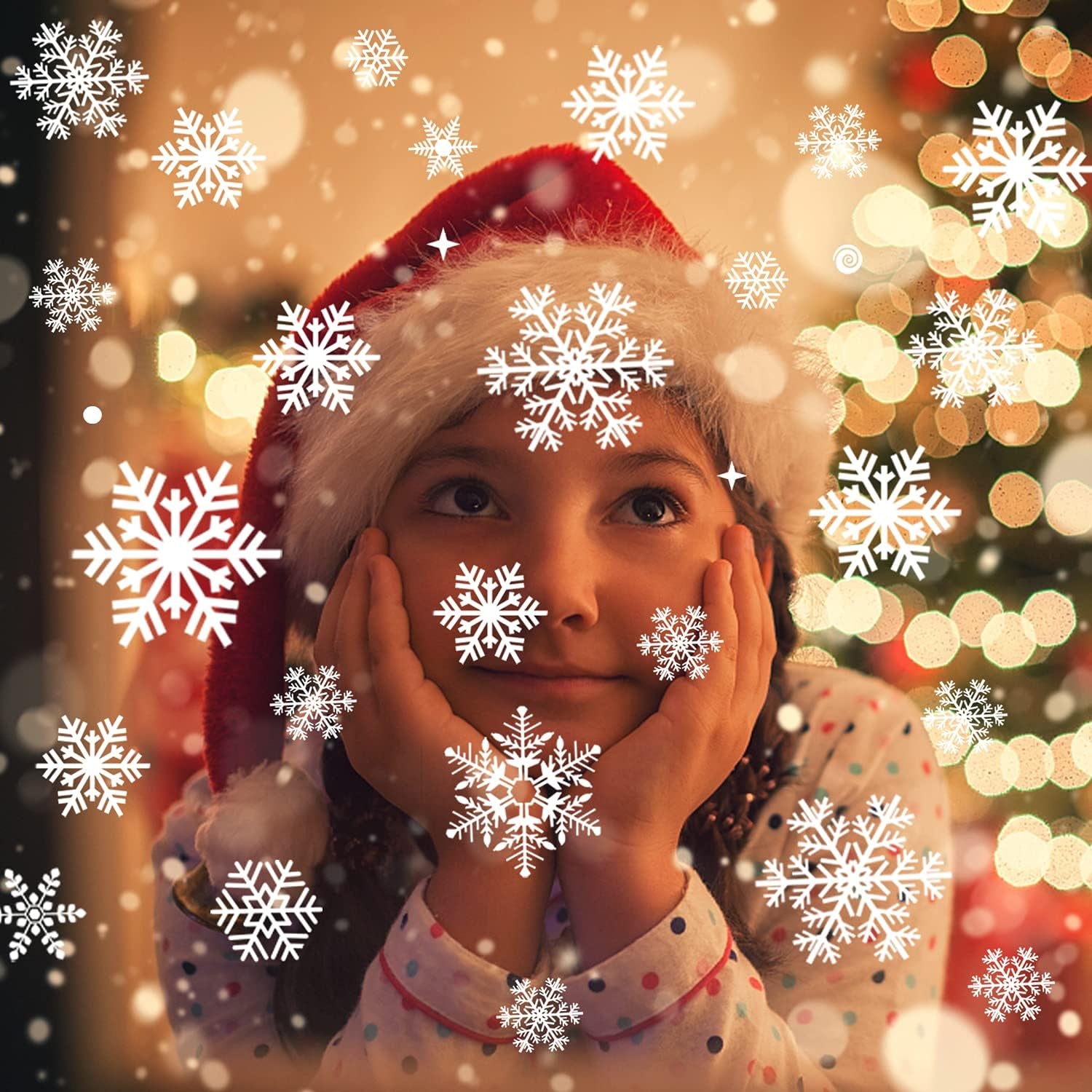 262 PCS Reusable Christmas Window Stickers – Removable Static Snowflake Window Clings, White PVC Xmas Decorations for Home, Shop & Glass Windows