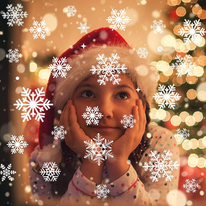 262 PCS Reusable Christmas Window Stickers – Removable Static Snowflake Window Clings, White PVC Xmas Decorations for Home, Shop & Glass Windows