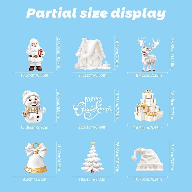 190PCS 3D Christmas Window Stickers – Double-Sided Santa Claus & Snowflake Clings, Self-Adhesive Window Decals for Home, Shop & Holiday Party Decorations