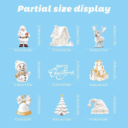190PCS 3D Christmas Window Stickers – Double-Sided Santa Claus & Snowflake Clings, Self-Adhesive Window Decals for Home, Shop & Holiday Party Decorations