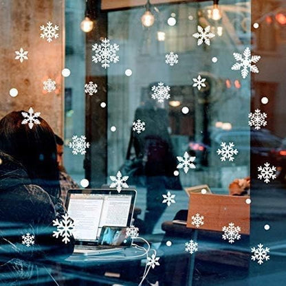 Christmas Snowflake Window Stickers – Reusable PVC Static Xmas Window Clings for Home, Shop Window Displays & Holiday Party Decorations