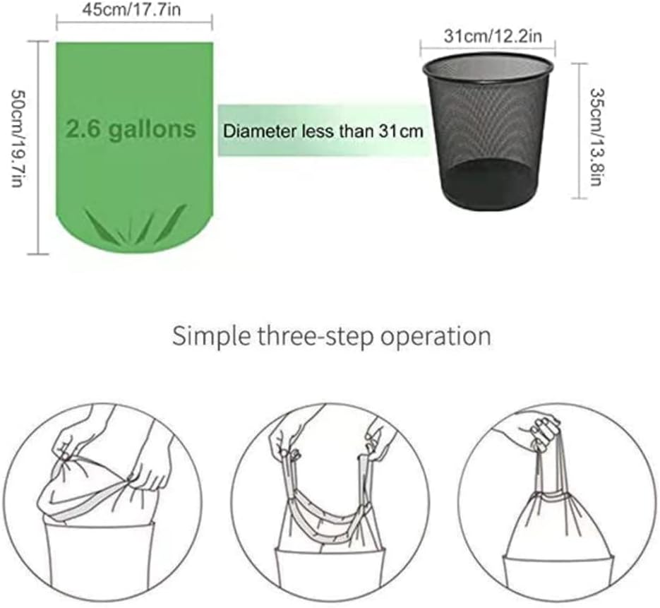 15–20L Drawstring Bin Bags – Extra Strong Leak-Proof Degradable Liners, Unscented, 60 Pack (45×50cm)