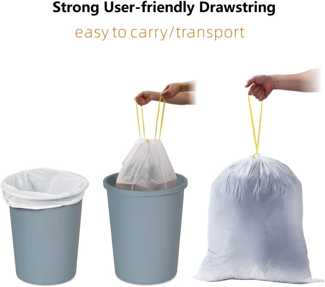 30L White Tie-Handle Bin Bags – Strong HDPE, Unscented, 20 Pack