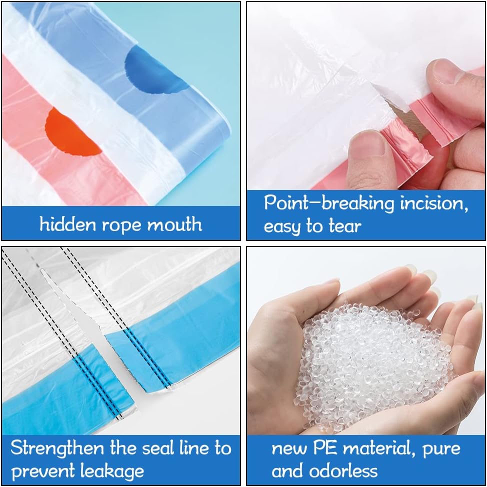 15–20L Drawstring Bin Bags – Extra Strong Leak-Proof Degradable Liners, Unscented, 60 Pack (45×50cm)