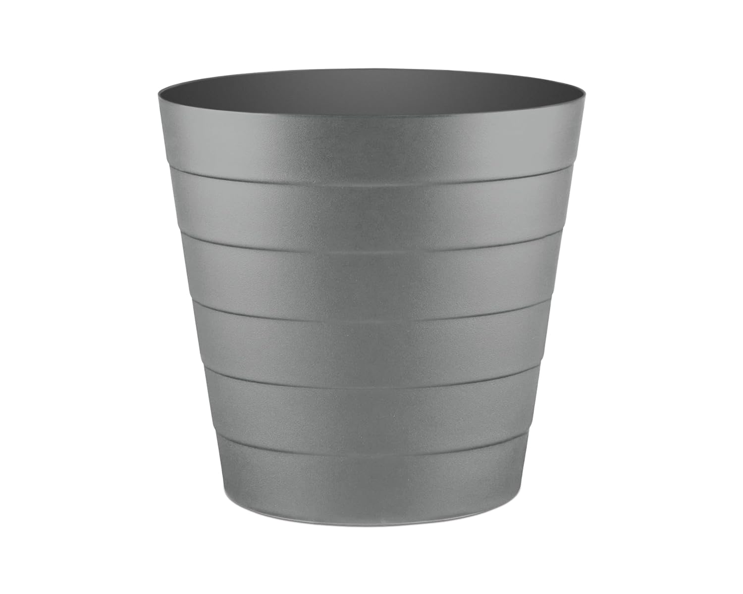 8L Plastic Paper Bin – Shatterproof Open Top Office & Desk Waste Basket, Modern Wave Design, Grey