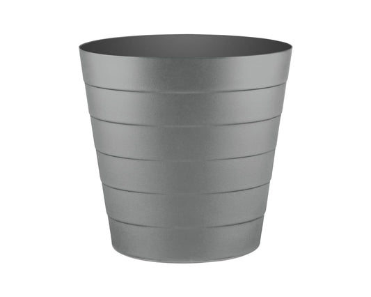 8L Plastic Paper Bin – Shatterproof Open Top Office & Desk Waste Basket, Modern Wave Design, Grey