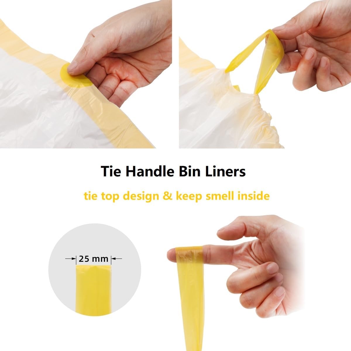 30L White Tie-Handle Bin Bags – Strong HDPE, Unscented, 20 Pack