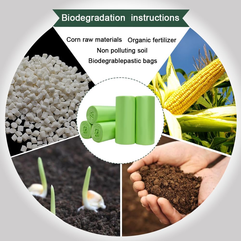 10L Compostable Bin Bags – Biodegradable Food Waste Caddy Liners, Green, 100 Pack (45×50cm)