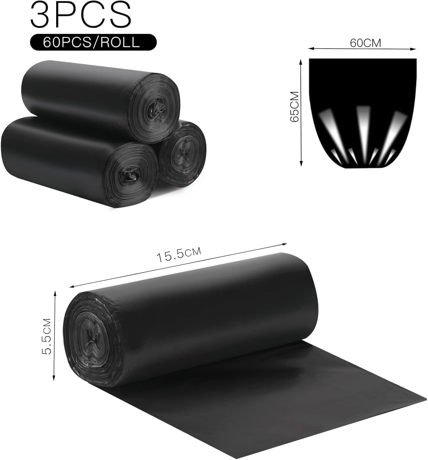 30L Biodegradable Bin Bags – Strong Eco Garbage Liners, 60 Pack (60×30cm)