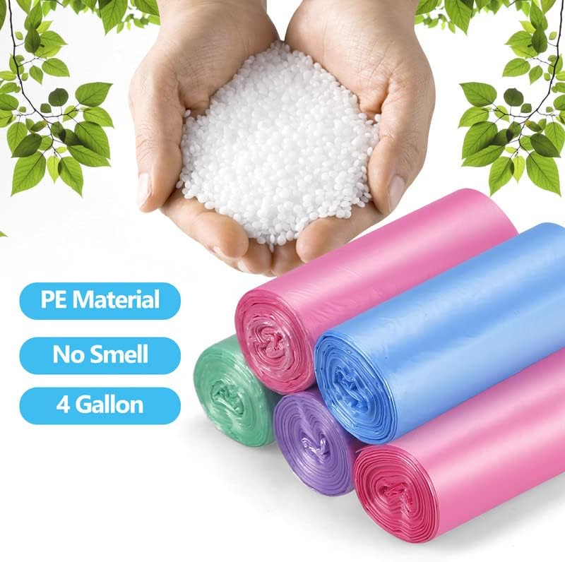 5L Small Bin Bags – Degradable Leakproof Mini Trash Liners, 100 Pack, Mixed Colours (45×50cm)