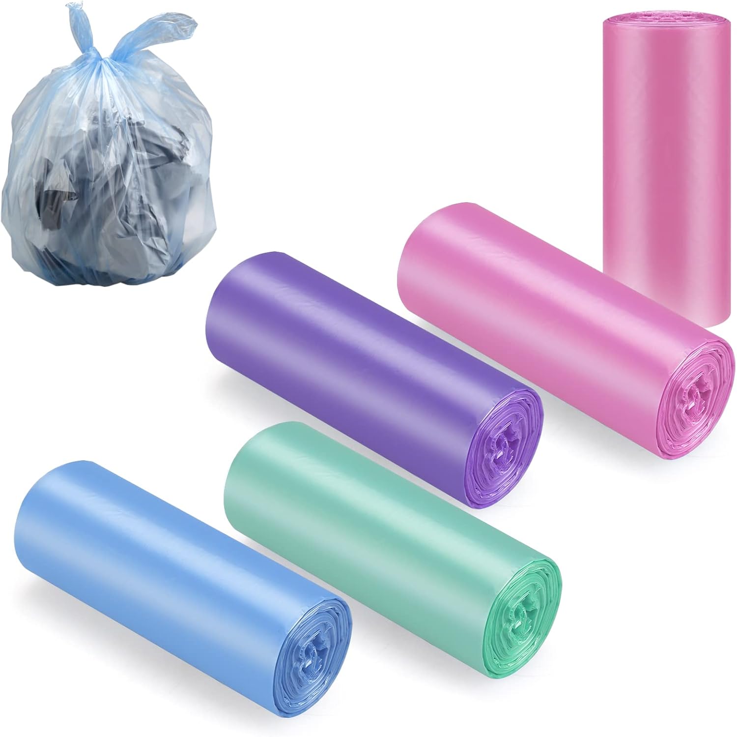 5L Small Bin Bags – Degradable Leakproof Mini Trash Liners, 100 Pack, Mixed Colours (45×50cm)