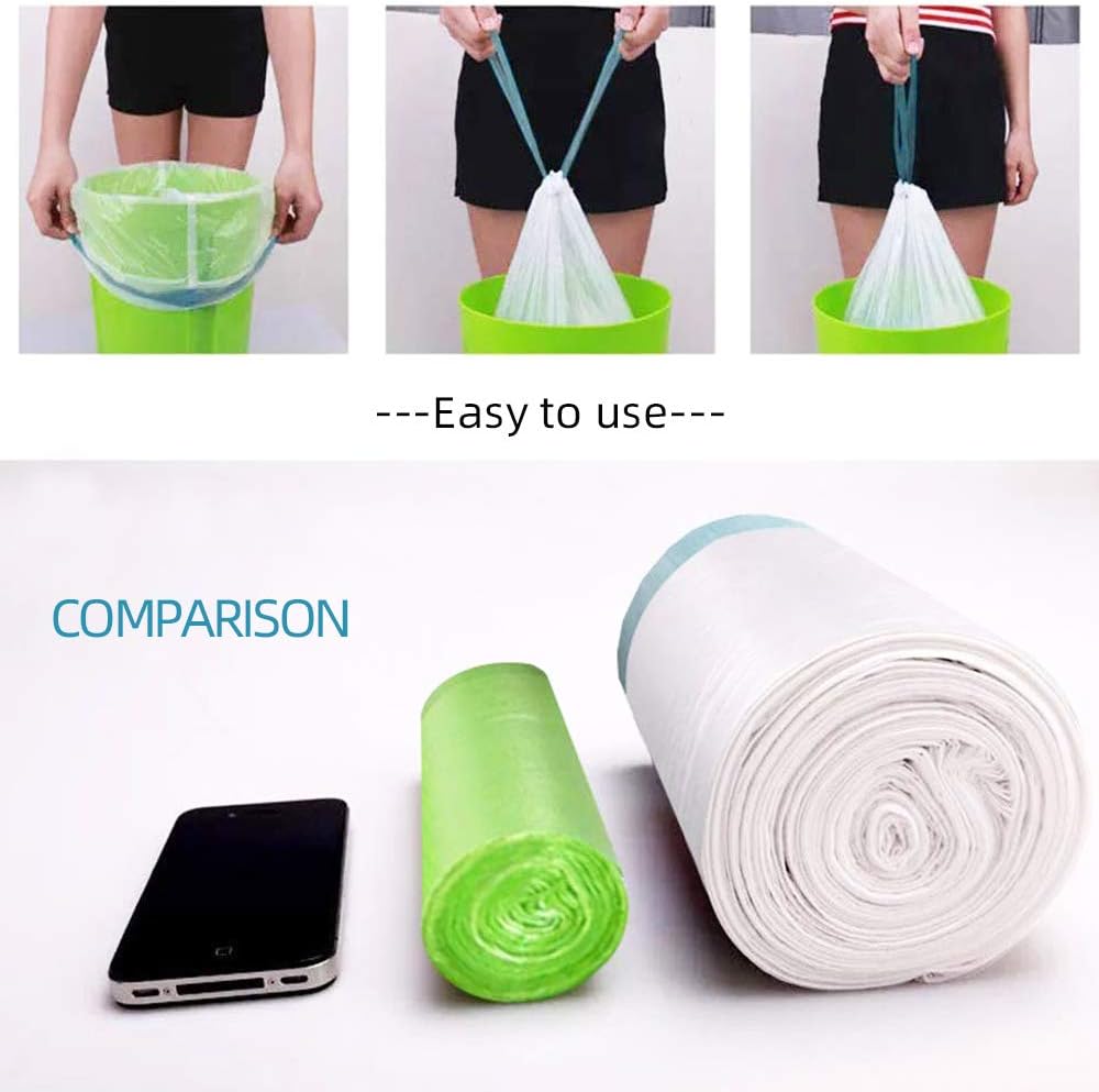 20L Drawstring Bin Bags – Strong Degradable Wastebasket Liners, Unscented, 60 Pack (45×50cm)