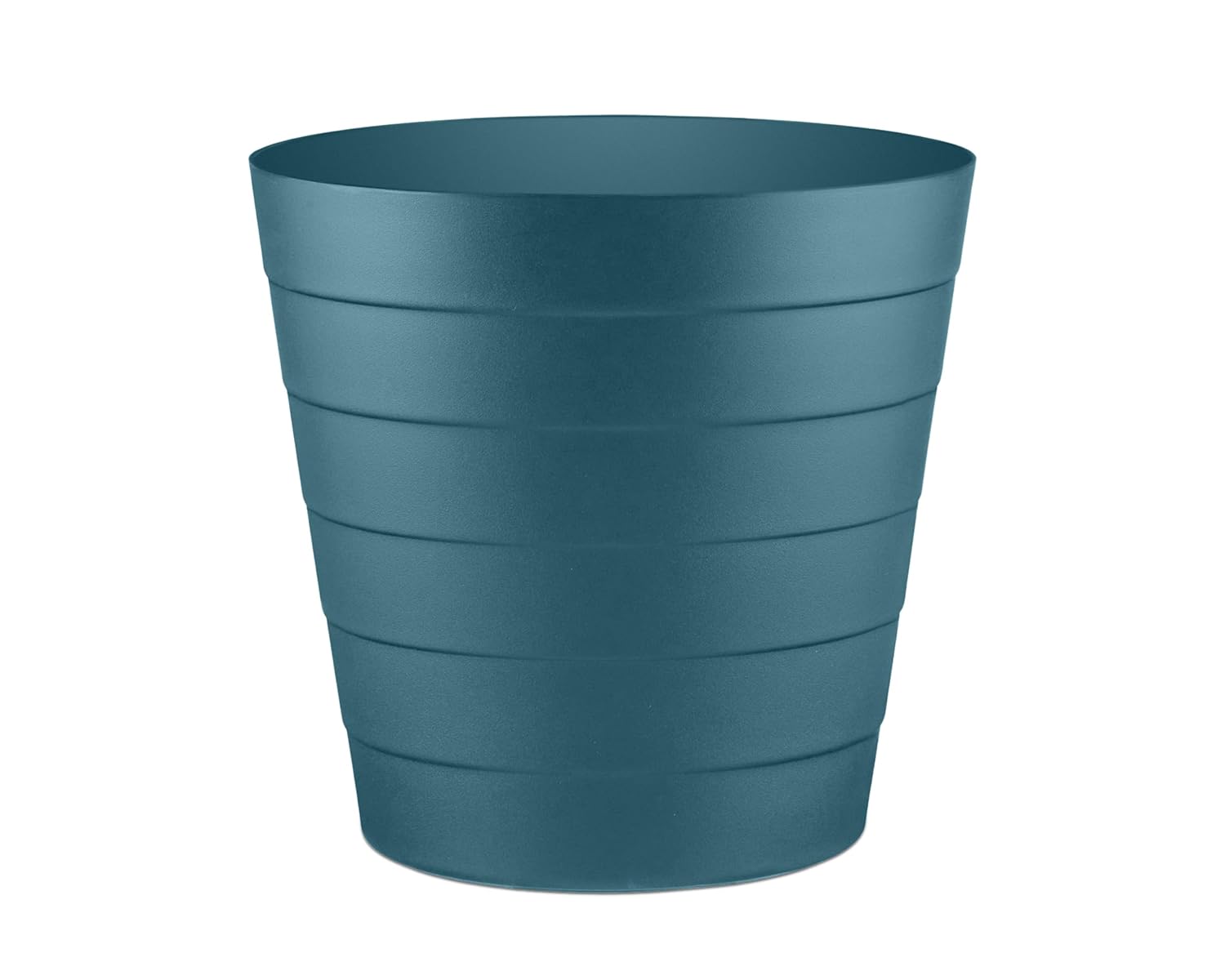 8L Plastic Paper Bin – Shatterproof Open Top Office & Desk Waste Basket, Modern Wave Design, Blue