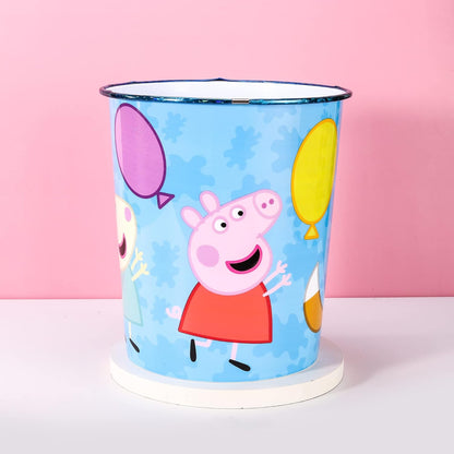 Kids Waste Paper Bin 7L – Peppa Pig Design Plastic Trash Can for Bedroom, Study Desk & Playroom, Lightweight Open Top Dustbin
