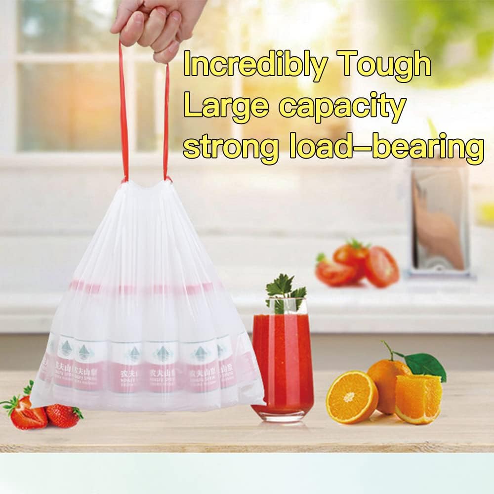 15–20L Drawstring Bin Bags – Extra Strong Leak-Proof Degradable Liners, Unscented, 60 Pack (45×50cm)
