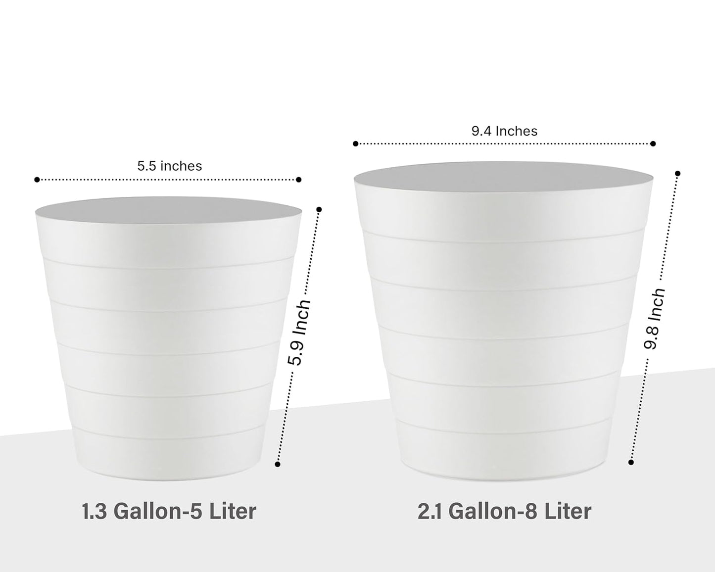 8L Plastic Paper Bin – Shatterproof Open Top Office & Desk Waste Basket, Modern Wave Design, White