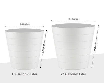 8L Plastic Paper Bin – Shatterproof Open Top Office & Desk Waste Basket, Modern Wave Design, White