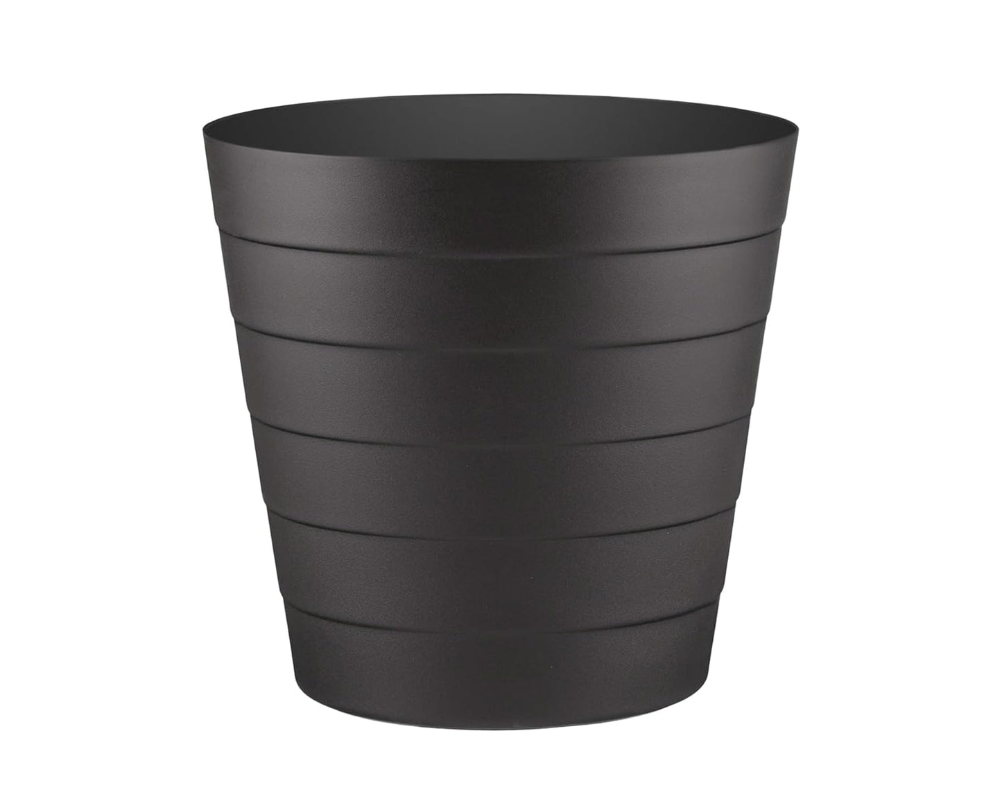 8L Plastic Paper Bin – Shatterproof Open Top Office & Desk Waste Basket, Modern Wave Design, Black