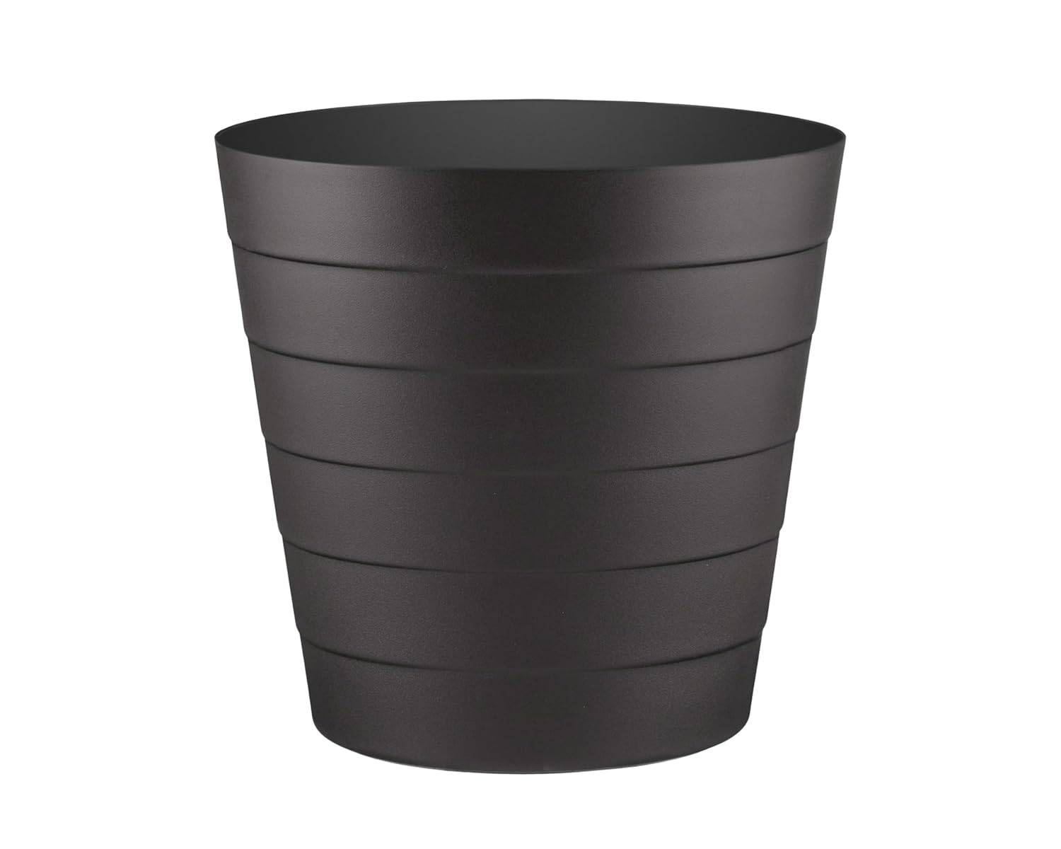 8L Plastic Paper Bin – Shatterproof Open Top Office & Desk Waste Basket, Modern Wave Design, Black