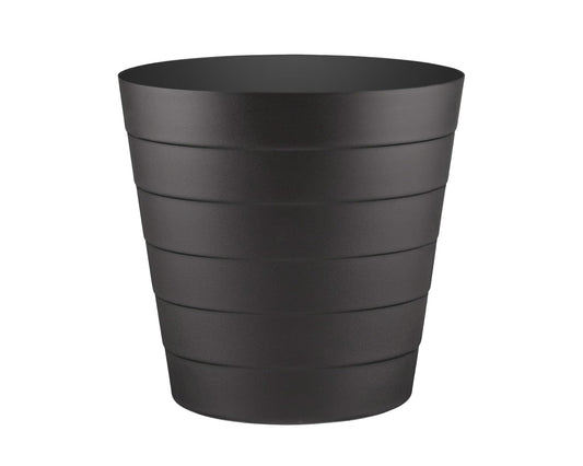 8L Plastic Paper Bin – Shatterproof Open Top Office & Desk Waste Basket, Modern Wave Design, Black