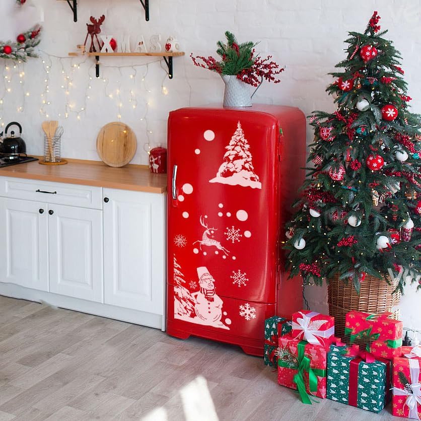 260 PCS Double-Sided Christmas Window Stickers – 9 Sheets Reusable White Static Xmas Window Clings for Home, Shop & Holiday Decorations