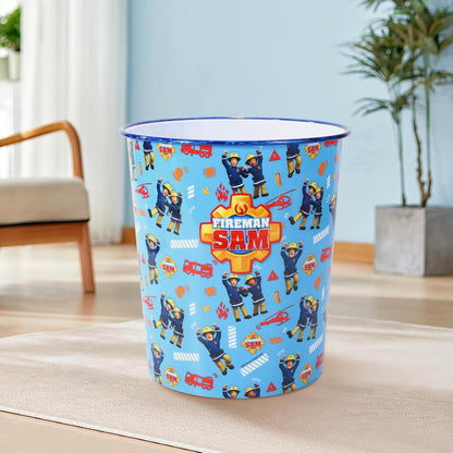 Kids Waste Paper Bin 7L – Fireman Sam Design Plastic Trash Can for Bedroom, Study Desk & Playroom, Lightweight Open Top Dustbin