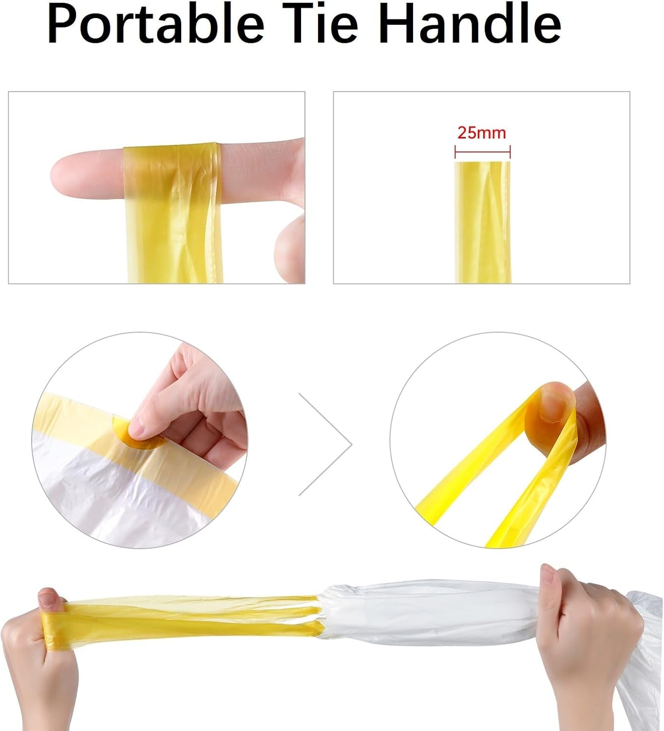 50L Drawstring Bin Bags – Strong HDPE Tie Handle Waste Liners, 20 Pack (62×78cm)