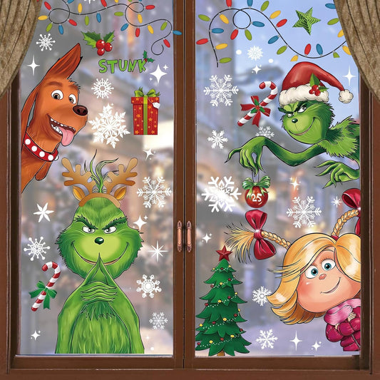 6 Sheets Double-Sided Christmas Window Stickers – Colorful Reusable Xmas Window Decorations for Home, School, Office & Holiday Displays
