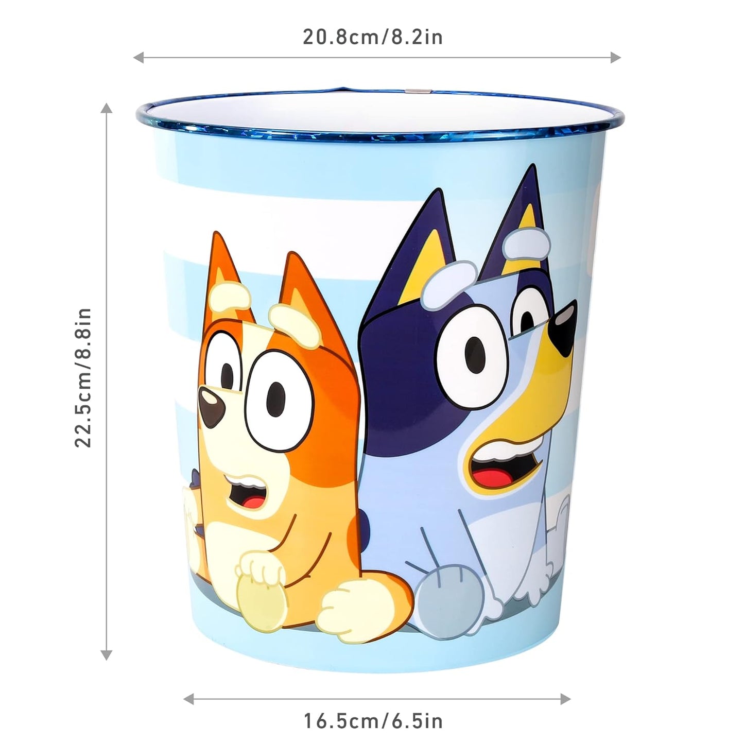 Kids Waste Paper Bin 7L – Bluey Design Plastic Trash Can for Bedroom, Study Desk & Playroom, Lightweight Open Top Dustbin