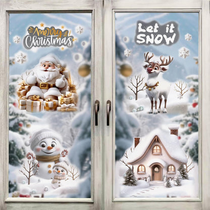 6 Sheets Double-Sided Christmas Window Stickers – Reusable PVC Static Xmas Window Clings for Home, Shop & Holiday Decorations