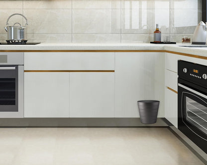 8L Plastic Paper Bin – Shatterproof Open Top Office & Desk Waste Basket, Modern Wave Design, Black