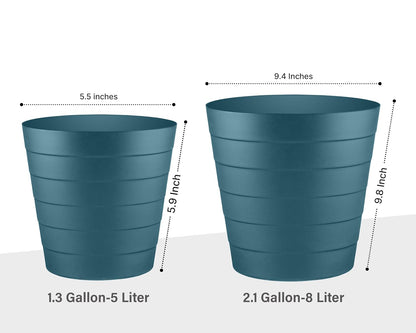 8L Plastic Paper Bin – Shatterproof Open Top Office & Desk Waste Basket, Modern Wave Design, Blue