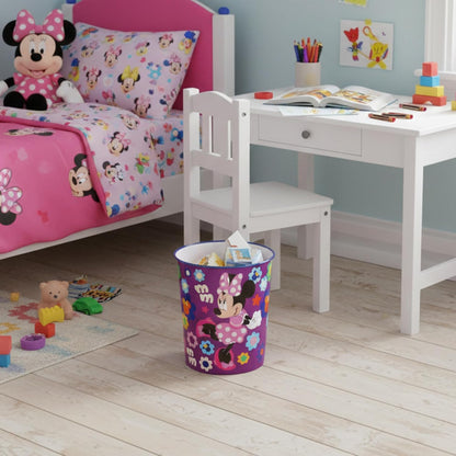 Kids Waste Paper Bin 7L – Minnie Mouse Design Plastic Trash Can for Bedroom, Study Desk & Playroom, Lightweight Open Top Dustbin