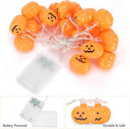 3M Halloween Pumpkin String Lights – 20 LED Battery Powered Fairy Lights for Indoor Outdoor Room, Garden & Party Decor