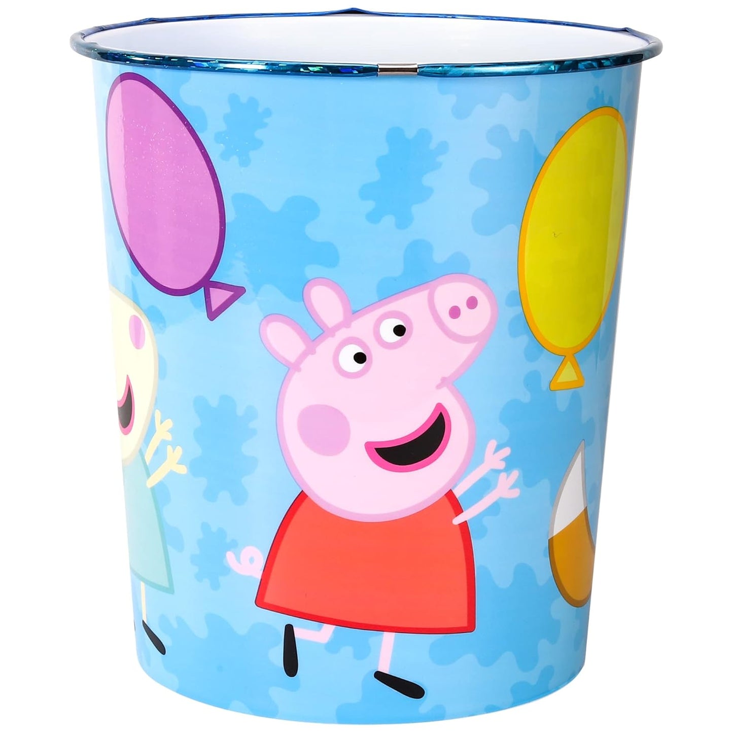 Kids Waste Paper Bin 7L – Peppa Pig Design Plastic Trash Can for Bedroom, Study Desk & Playroom, Lightweight Open Top Dustbin