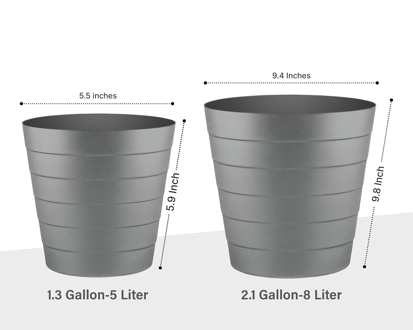 8L Plastic Paper Bin – Shatterproof Open Top Office & Desk Waste Basket, Modern Wave Design, Grey