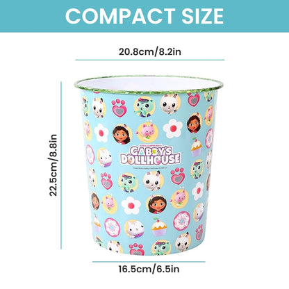 Kids Waste Paper Bin 7L – Gabby’s Dollhouse Design Plastic Trash Can for Bedroom, Study Desk & Playroom, Lightweight Open Top Dustbin