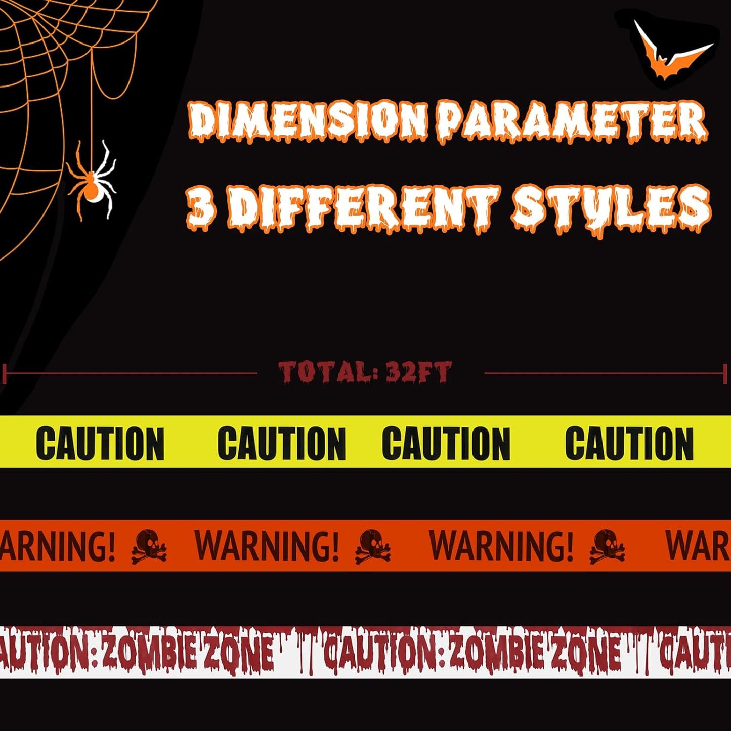 30M Halloween Caution Tape – Yellow Hazard Warning Fright Tape for Haunted House, Zombie Party & Outdoor Halloween Decorations