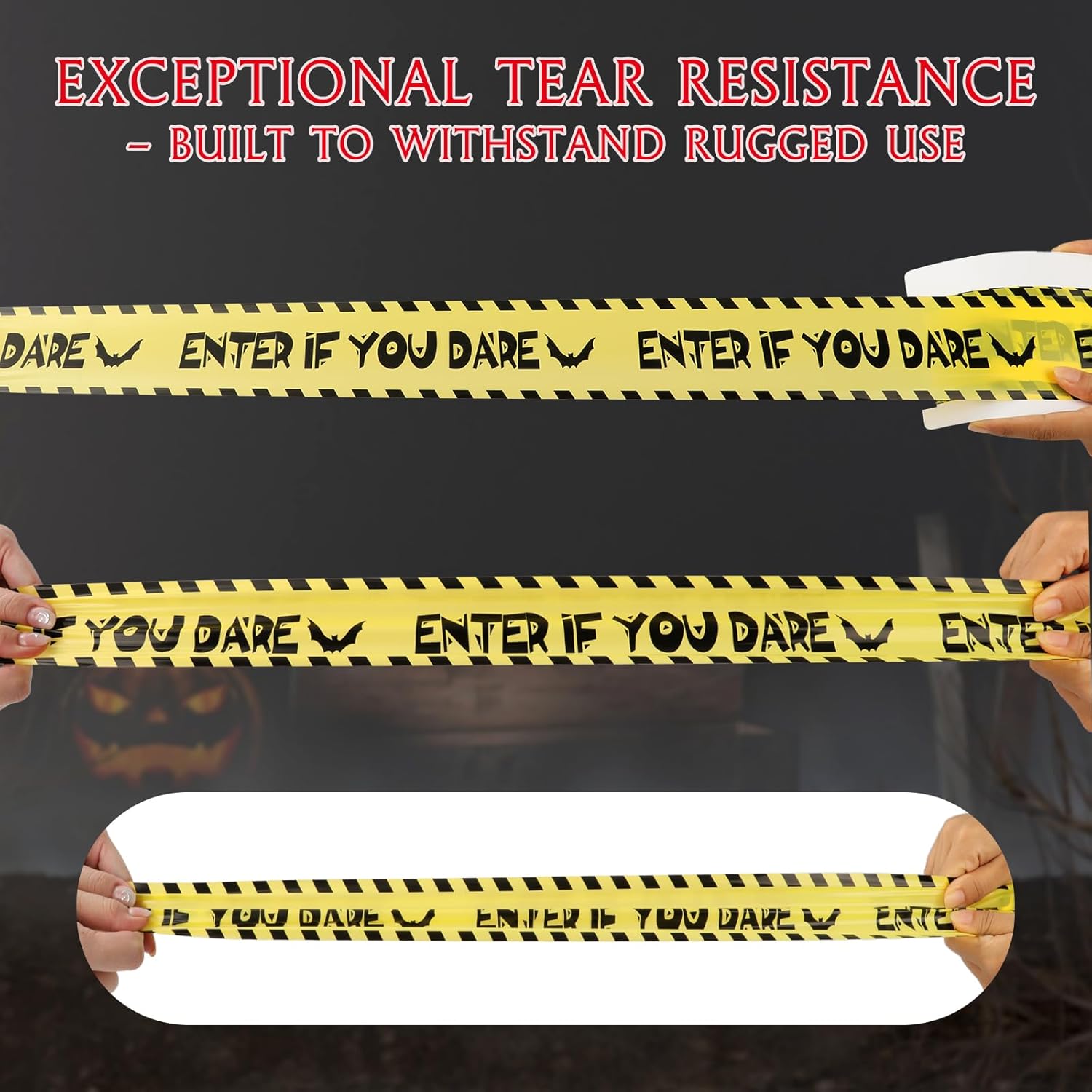 Halloween Caution Tape 4-Pack 40M – Yellow & Black Hazard Warning Tape for Haunted House, Zombie Party & Halloween Decorations